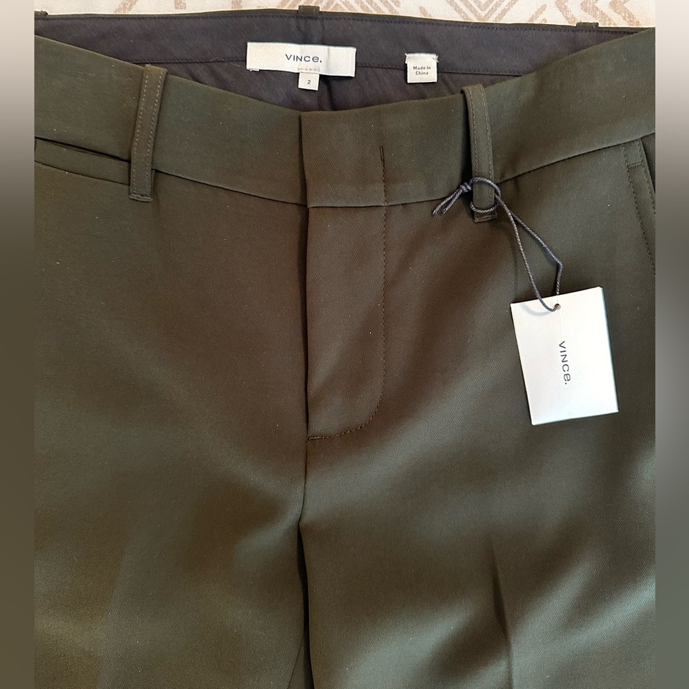 Vince Tapered Mid-Rise Trouser, Olive Green, 2